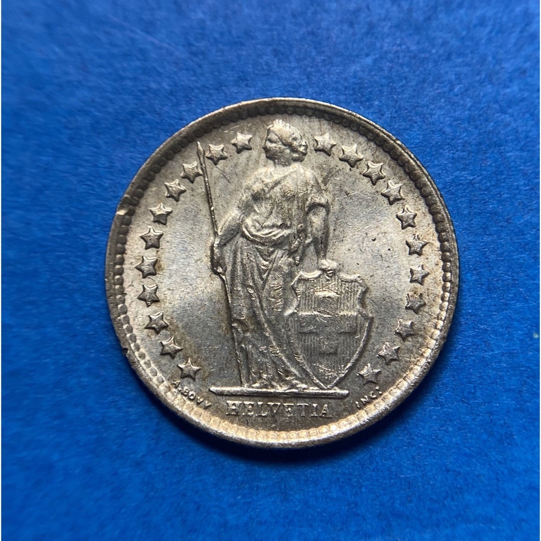 スイス　1/2フラン銀貨　①　1963年　古銭　Silver　シルバー エンタメ/ホビーの美術品/アンティーク(貨幣)の商品写真