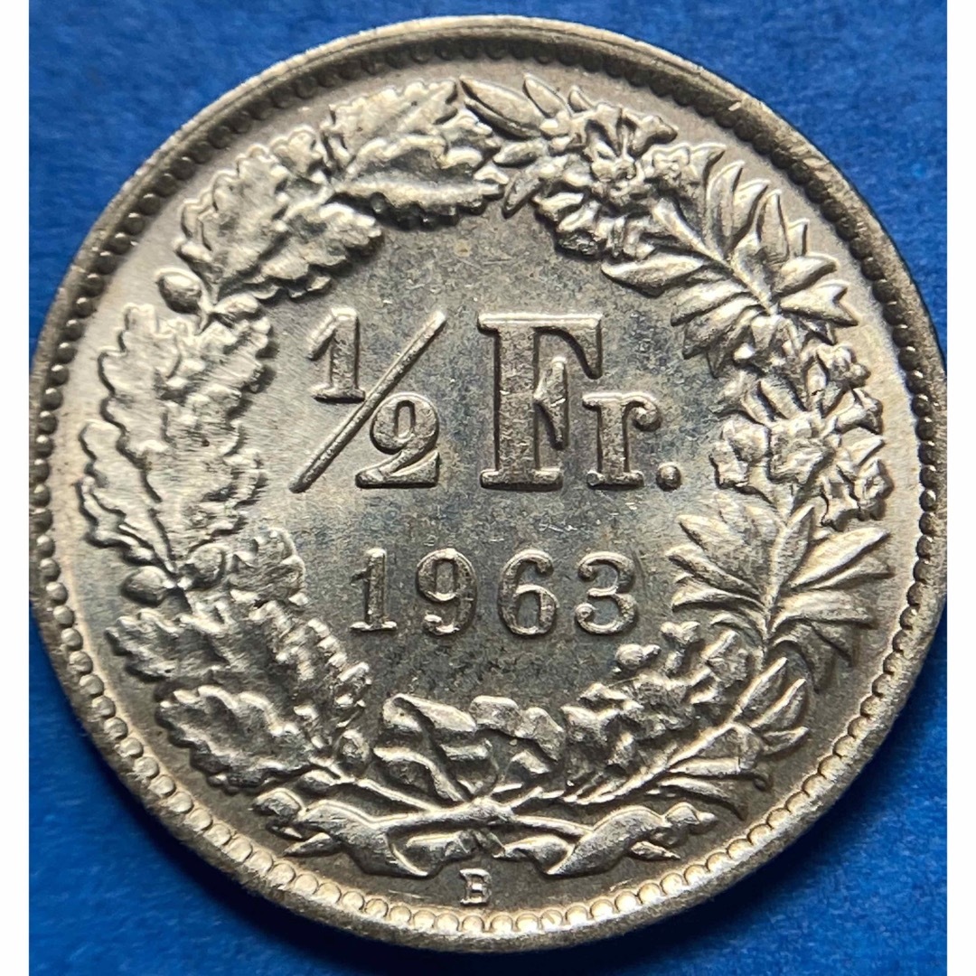 スイス　1/2フラン銀貨　①　1963年　古銭　Silver　シルバー エンタメ/ホビーの美術品/アンティーク(貨幣)の商品写真