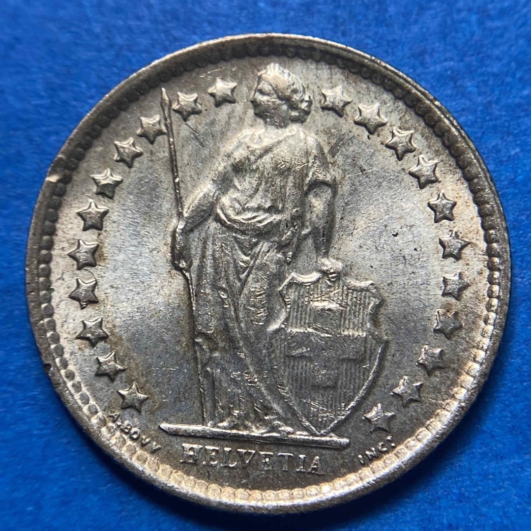 スイス　1/2フラン銀貨　①　1963年　古銭　Silver　シルバー エンタメ/ホビーの美術品/アンティーク(貨幣)の商品写真
