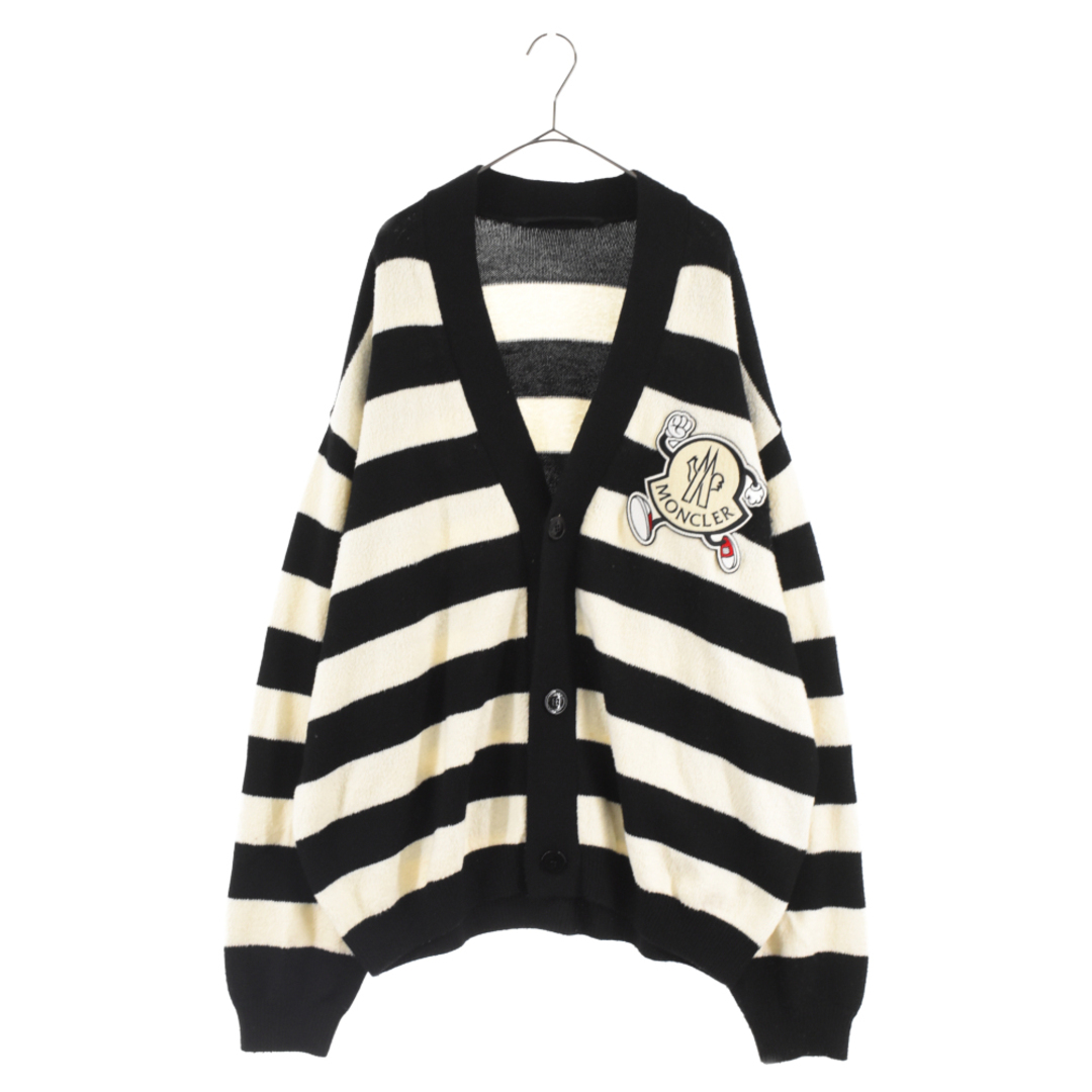 MONCLER モンクレール 23SS BLACK STRIPED CARDIGAN ワッペンボーダーニットカーディガン ブラック/ホワイトI10919B00010 M2672