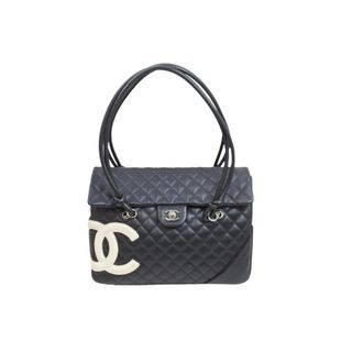 シャネル(CHANEL)のCHANEL シャネル ショルダーバッグ カンボンライン 9番台 ラムスキン ココマーク ブラック ピンク 美品 中古 52323(ハンドバッグ)