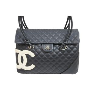 CHANEL シャネル ショルダーバッグ カンボンライン 9番台 ラムスキン ココマーク ブラック ピンク 美品 中古 52323