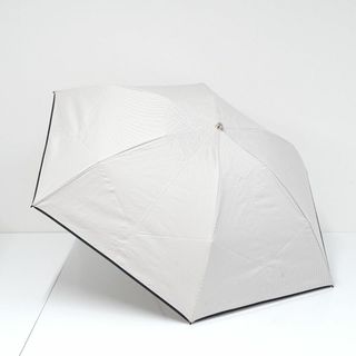 アクアスキュータム(AQUA SCUTUM)の折りたたみ日傘 Aquascutum アクアスキュータム USED美品 晴雨兼用 ライトベージュ ストライプ パイピング シンプル 軽量 UV 50cm S FA8258(傘)