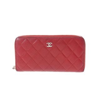 シャネル(CHANEL)のシャネル マトラッセ ラウンドファスナー財布 長財布 赤(財布)