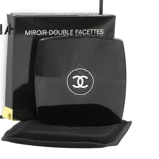 シャネル CHANEL 美品 ロゴ 携帯 メイク ミラー 手鏡 箱付き ブラック