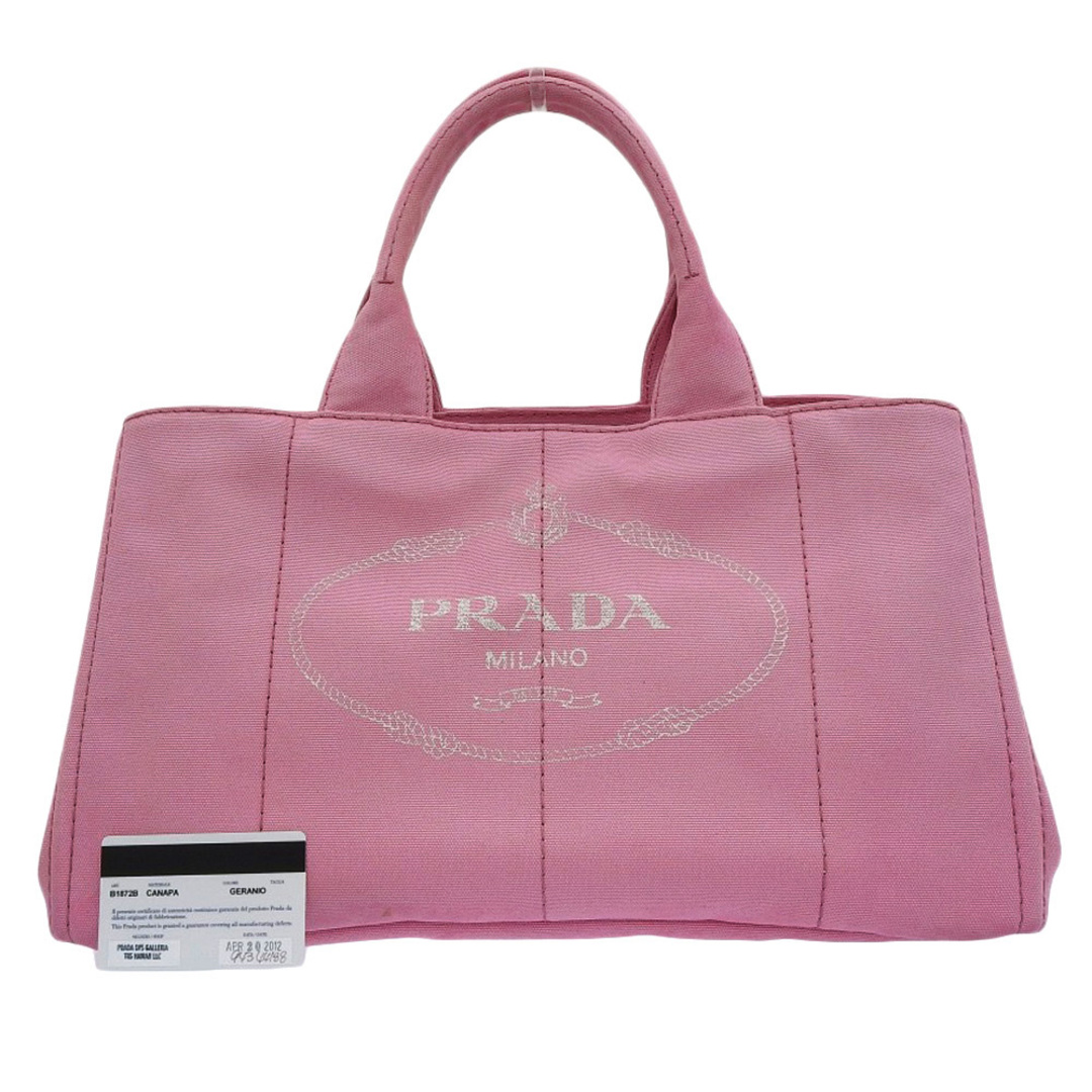 【本物保証】 保付 超美品 プラダ PRADA カナパ トート ハンドバッグ キャンバス ピンク B1872B 大きい