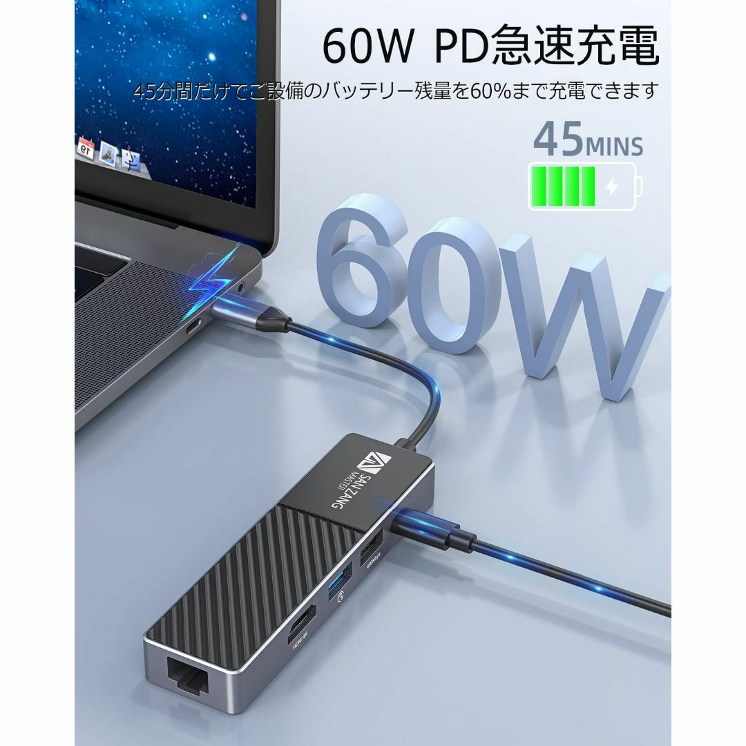 スタイル:5ポートUSB C ハブ 5 ポート 4K HDMIポート60W