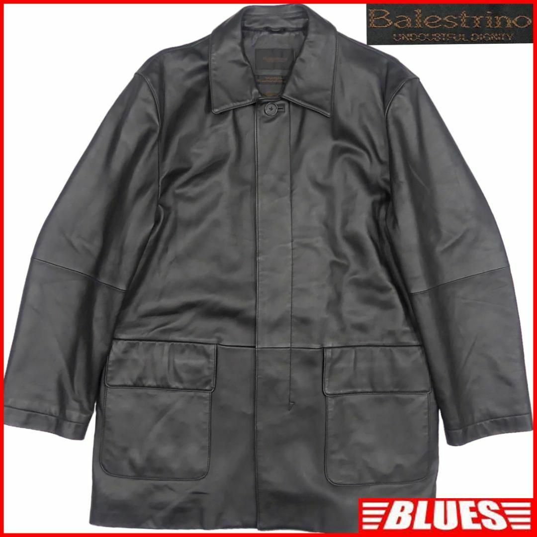 レザーステンカラーコート 本革 L メンズ ロングコート ラムレザー JJ472 メンズのジャケット/アウター(ステンカラーコート)の商品写真