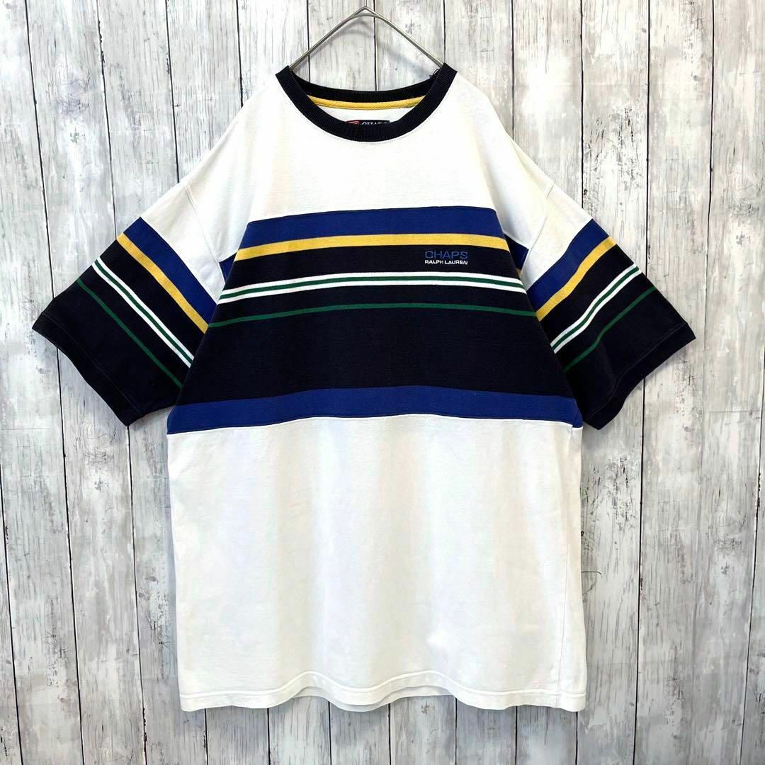 Ralph Lauren(ラルフローレン)のアメリカ古着CHAPS ラルフローレン半袖鹿の子マルチボーダー柄Tシャツ　XL. メンズのトップス(Tシャツ/カットソー(半袖/袖なし))の商品写真