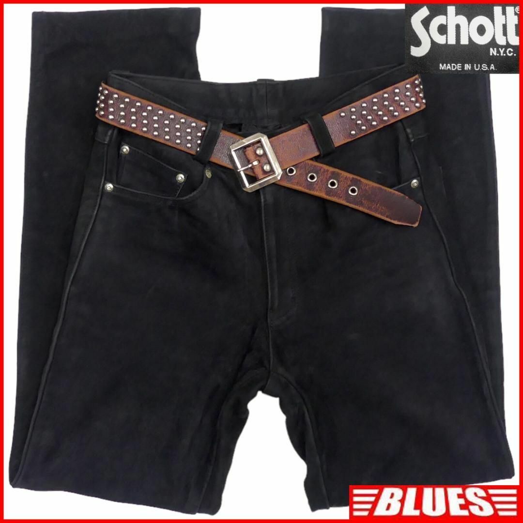 schott - アメリカ製 レザーパンツ 本革 Schott ショット W30 黒 JJ462