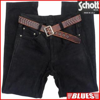 アメリカ製 レザーパンツ 本革 Schott ショット W30 黒 JJ462