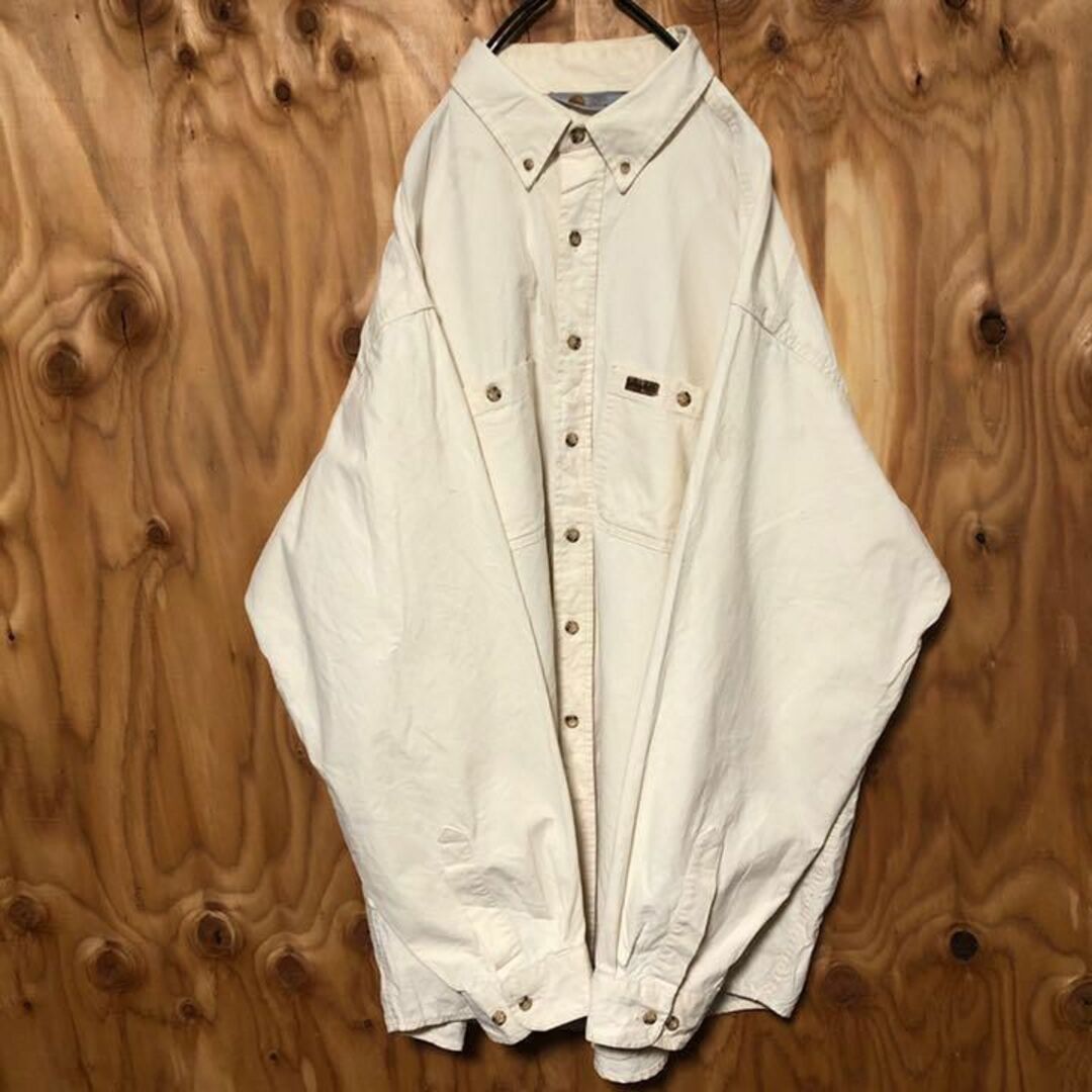 carhartt - オフホワイト 長袖 カーハート ボタンダウン シャツ USA