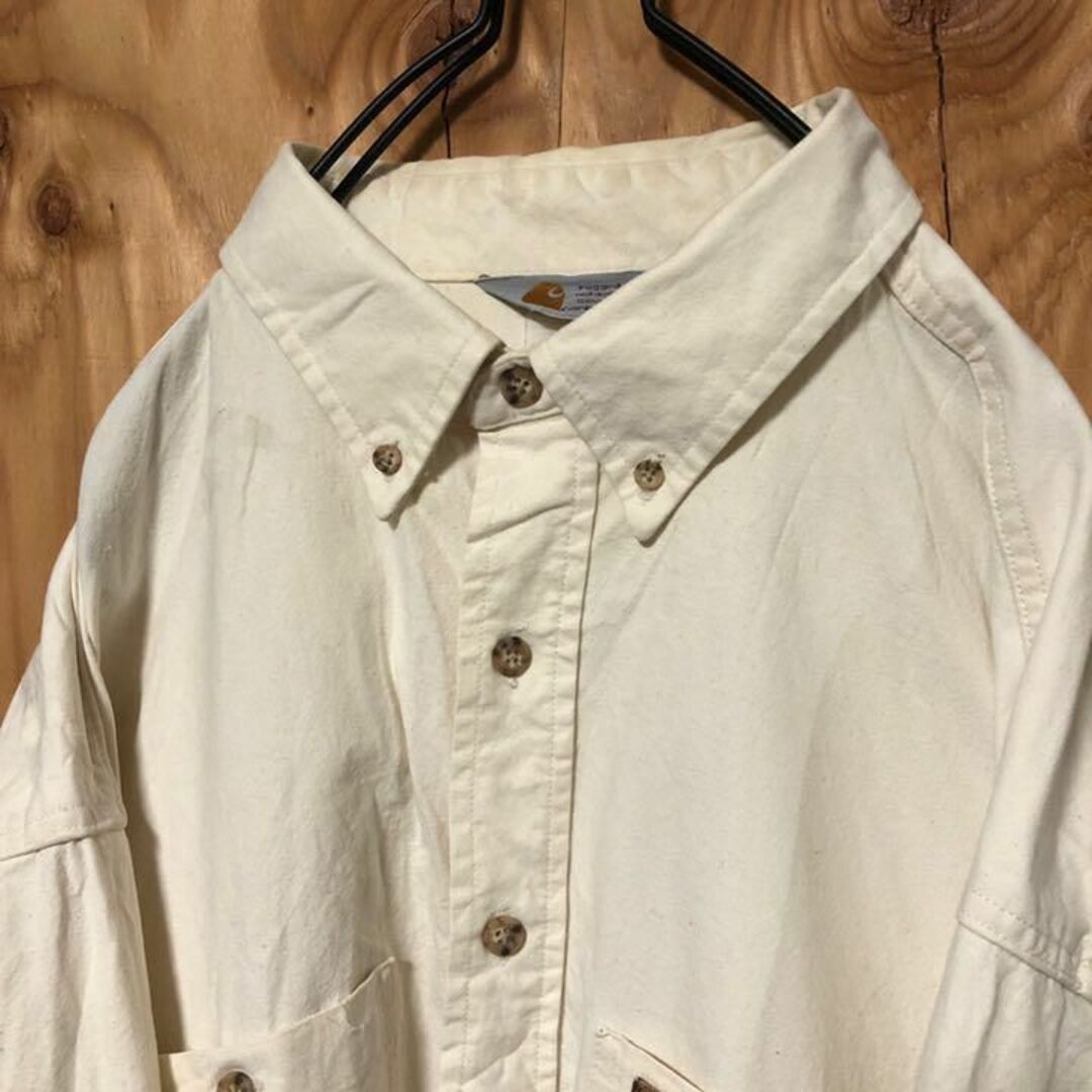carhartt - オフホワイト 長袖 カーハート ボタンダウン シャツ USA