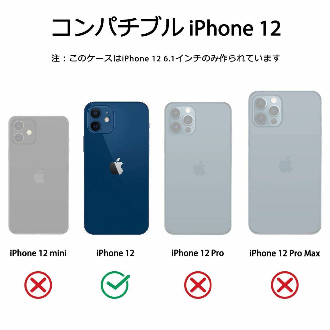 【サイズ:画面サイズ6.1インチ_色:ブラック】Vanua iPhone 12