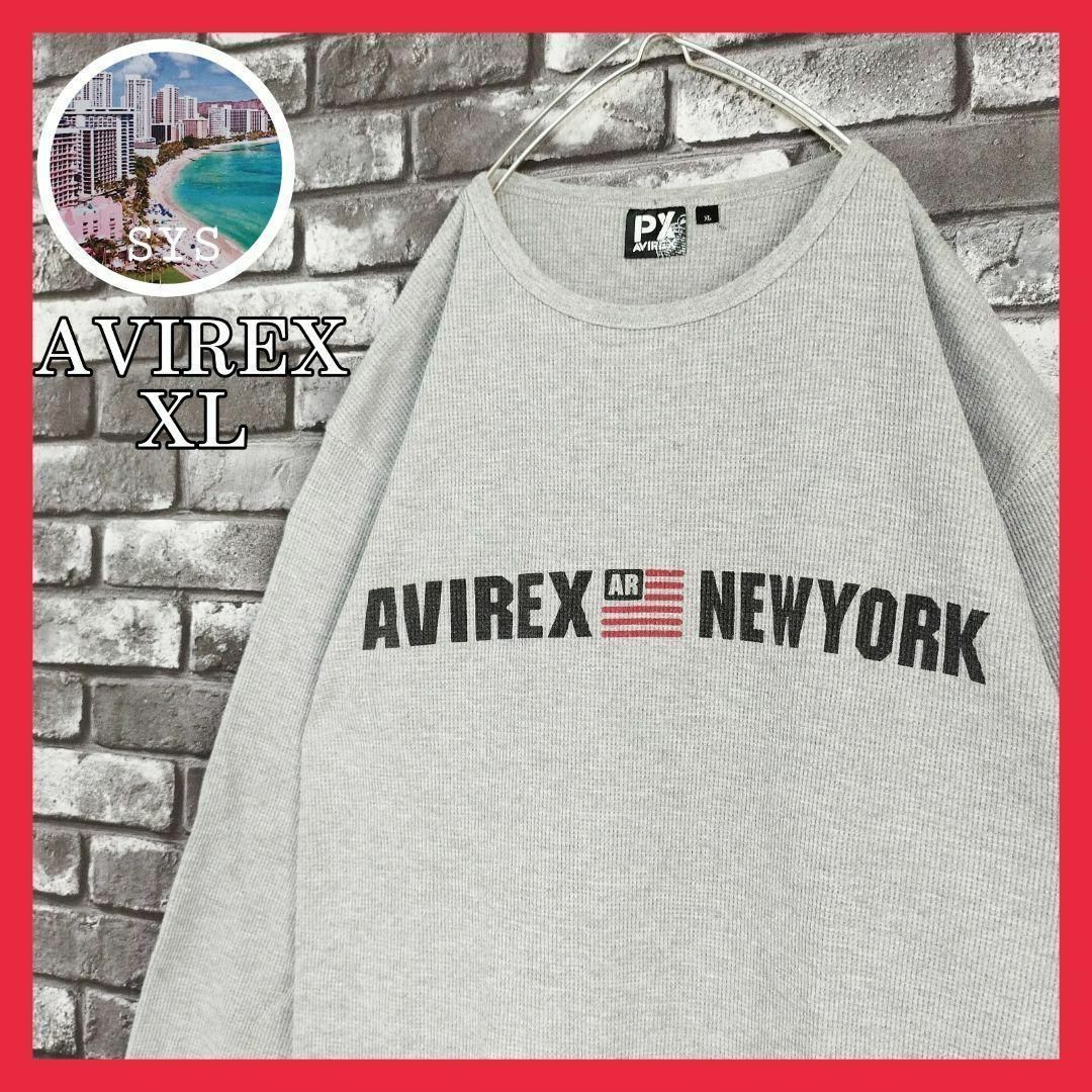 AVIREX(アヴィレックス)のAVIREXアヴィレックスメンズロンTロングスリーブグレーXLプルオーバーロゴ メンズのトップス(Tシャツ/カットソー(七分/長袖))の商品写真