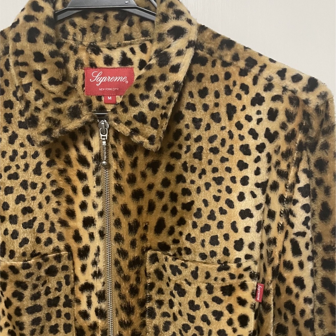 supreme cheetah pile zip up shirt