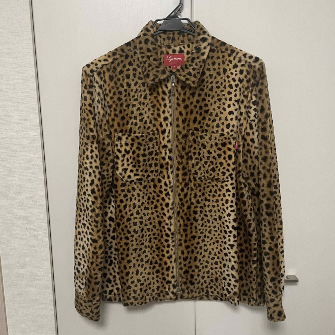 supreme 17aw cheetah pile zip up shirt