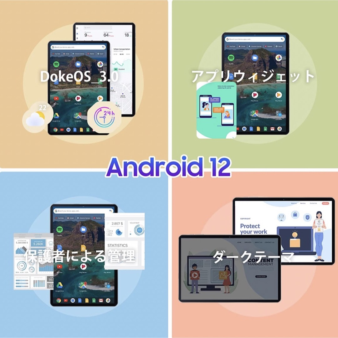 Android 12 タブレット 10インチ wi-fiモデル 5GB グレーの通販 by