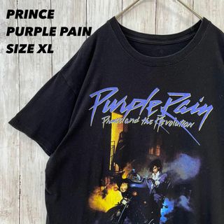 ミュージックティー(MUSIC TEE)のPRINCE プリンスロックスターバンドTシャツ古着　パープルペイン　XL 黒.(Tシャツ/カットソー(半袖/袖なし))