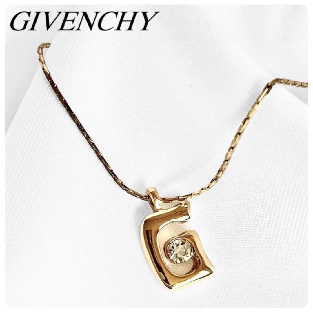 GIVENCHY - 美品✨GIVENCHY ネックレス ロゴ ラインストーン ゴールド 