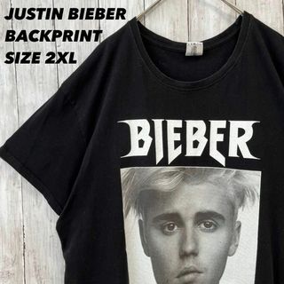 ミュージックティー(MUSIC TEE)のアメリカ古着JUSTIN BIEBERジャスティンビーバープリントTシャツ　黒(Tシャツ(半袖/袖なし))