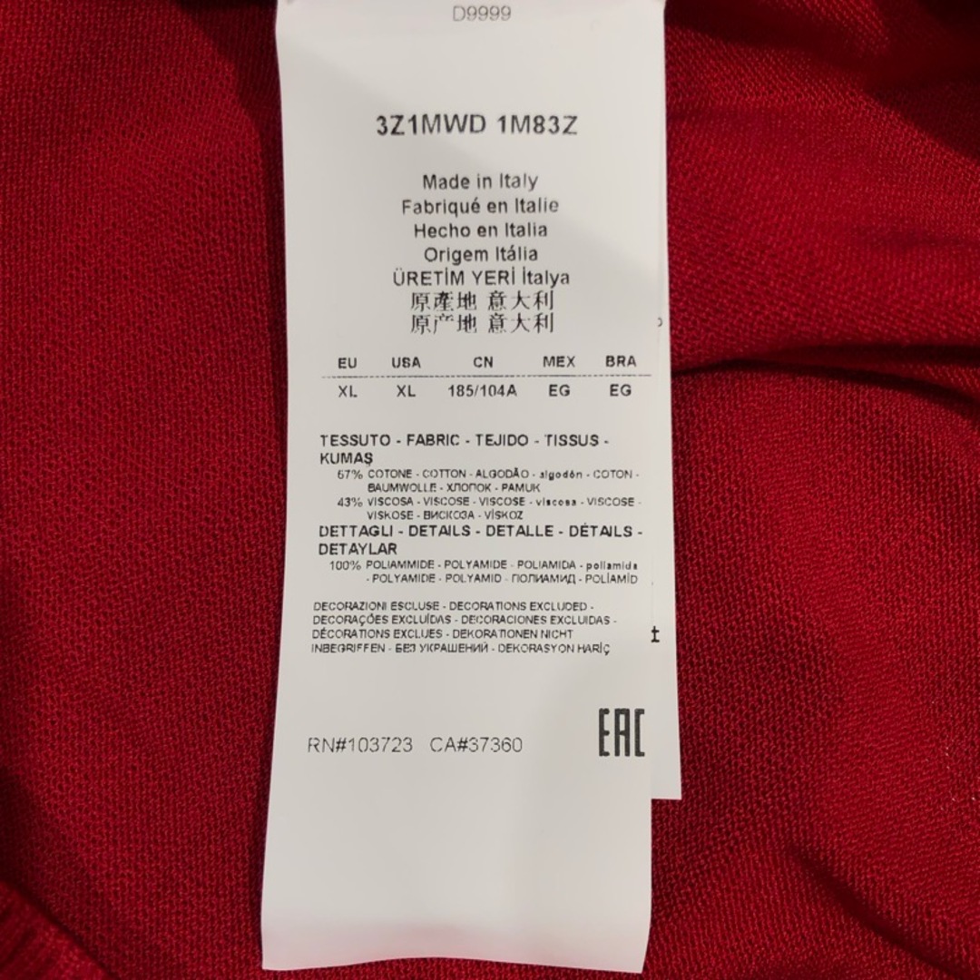 Emporio Armani(エンポリオアルマーニ)の　エンポリオ・アルマーニ EMPORIO ARMANI ニットカットソー 3Z1MWD 1M83Z レッド コットン メンズ カットソー メンズのトップス(Tシャツ/カットソー(七分/長袖))の商品写真