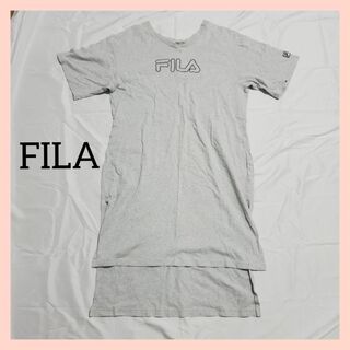 フィラ(FILA)のFILA ワンピース Tシャツ ロゴ グレー(ひざ丈ワンピース)