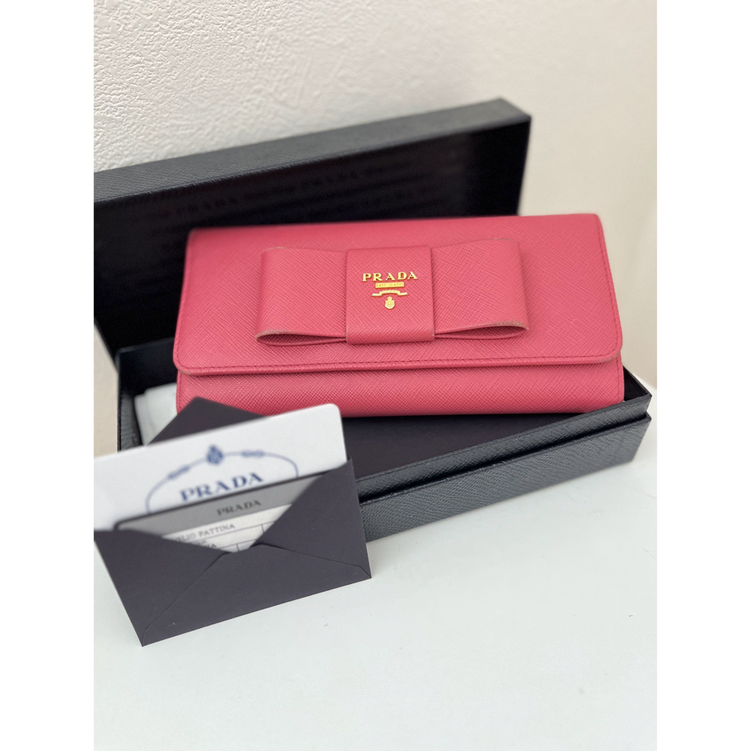 ♡超美品♡PRADA サフィアーノ　長財布　ピンク　リボン