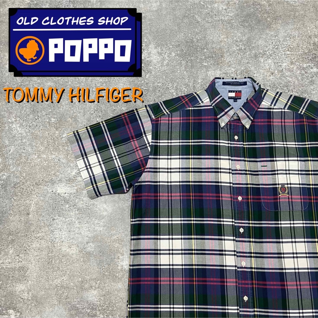 TOMMY HILFIGER(トミーヒルフィガー)のトミーヒルフィガー☆オールドポケット刺繍ロゴ半袖マルチカラーチェックシャツ90s メンズのトップス(シャツ)の商品写真