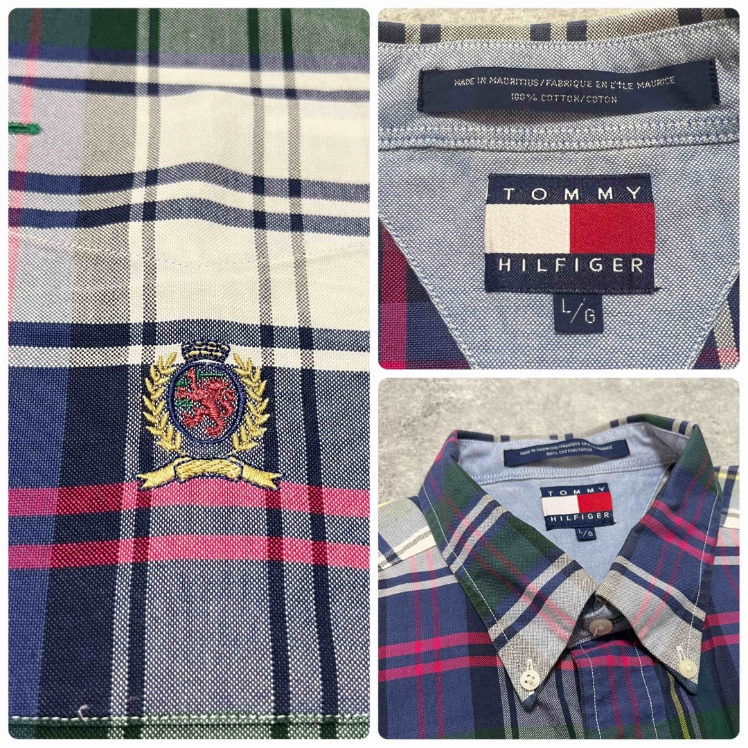 TOMMY HILFIGER(トミーヒルフィガー)のトミーヒルフィガー☆オールドポケット刺繍ロゴ半袖マルチカラーチェックシャツ90s メンズのトップス(シャツ)の商品写真