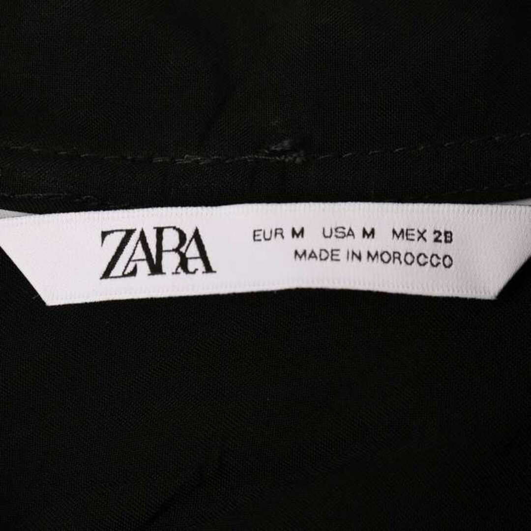 ザラ ロングワンピース シャツワンピース 長袖 無地 シンプル 黒 レディース USA Mサイズ ブラック ZARA 1