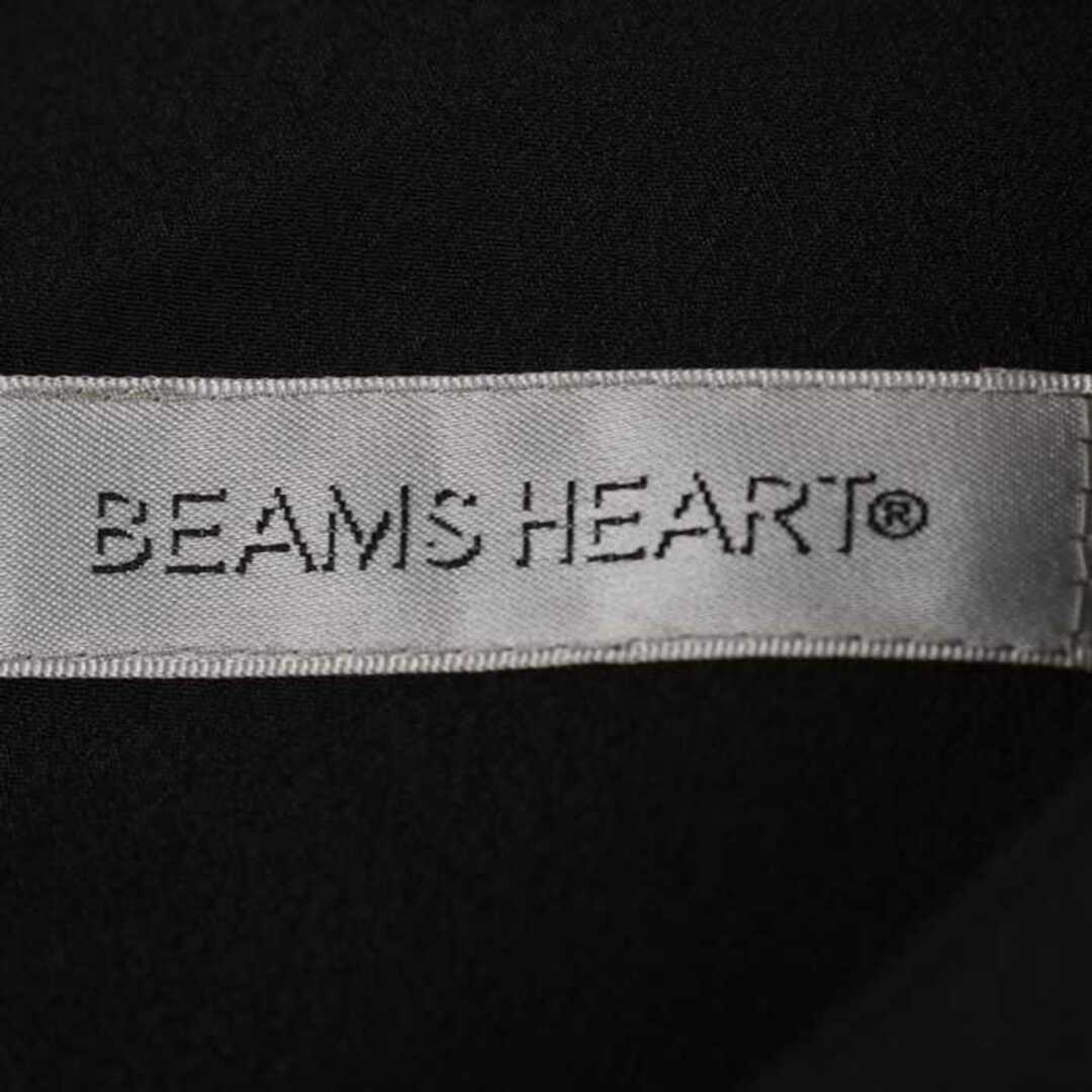 ビームスハート ワンピース 半袖 ギャザー 無地 シンプル フォーマル M相当 黒 レディース ブラック BEAMS HEART 1