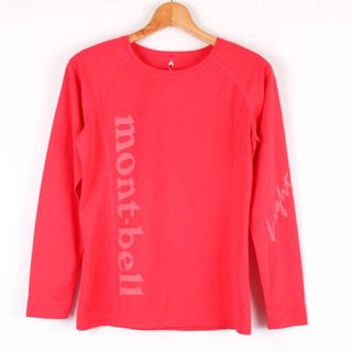 モンベル(mont bell)のモンベル クールプリント ロングスリーブT 長袖 Tシャツ アウトドア スポーツウエア トップス レディース Mサイズ レッド mont-bell(Tシャツ(長袖/七分))