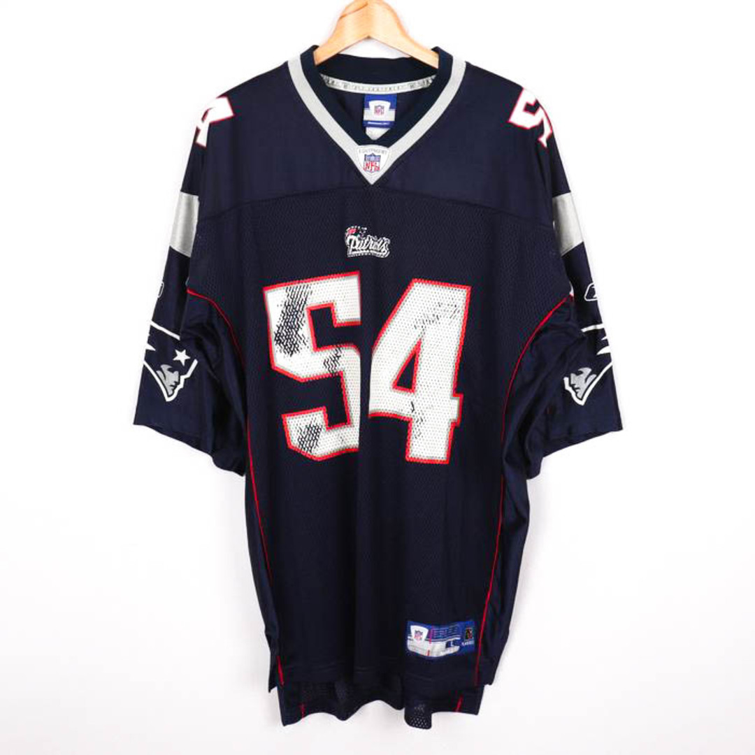 Reebok(リーボック)のリーボック Tシャツ アメフトユニフォーム NFL ペイトリオッツ #54 ゲームシャツ 大きいサイズ US古着 メンズ Lサイズ ネイビー Reebok メンズのトップス(Tシャツ/カットソー(半袖/袖なし))の商品写真