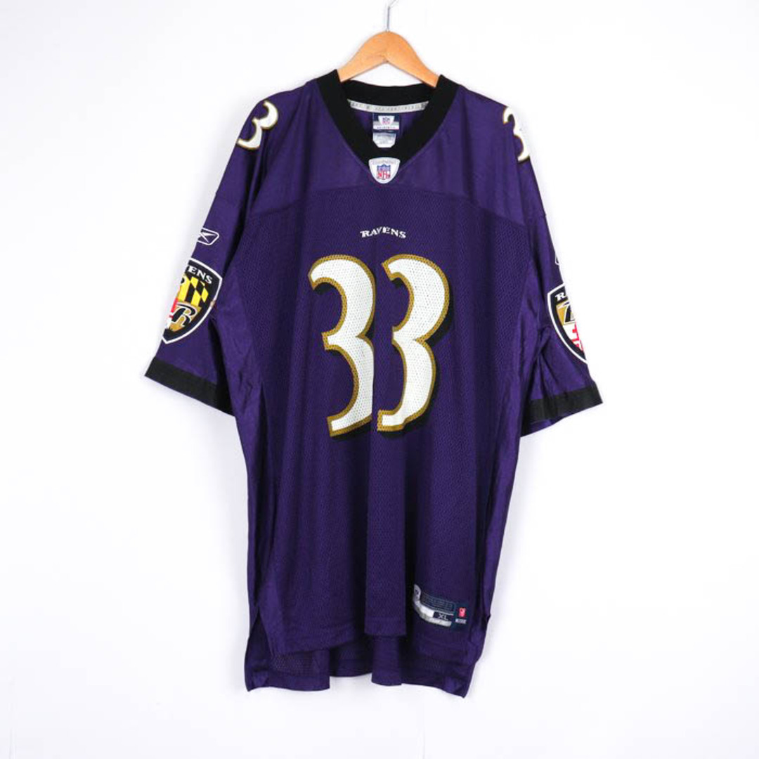 リーボック Tシャツ アメフト ユニフォーム NFL レイブンズ #33 ゲームシャツ 大きいサイズ US メンズ XLサイズ パープル Reebok