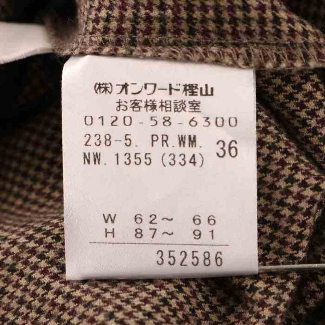 自由区(ジユウク)の自由区 ロングパンツ ストレッチ チェック ボトムス 日本製 レディース 36サイズ ブラウン Area Free レディースのパンツ(その他)の商品写真