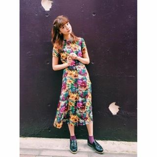 ザラ(ZARA)の完売品　ザラ　ZARA シャツワンピース　花柄　ガーベラ　フローラル　花畑(ロングワンピース/マキシワンピース)