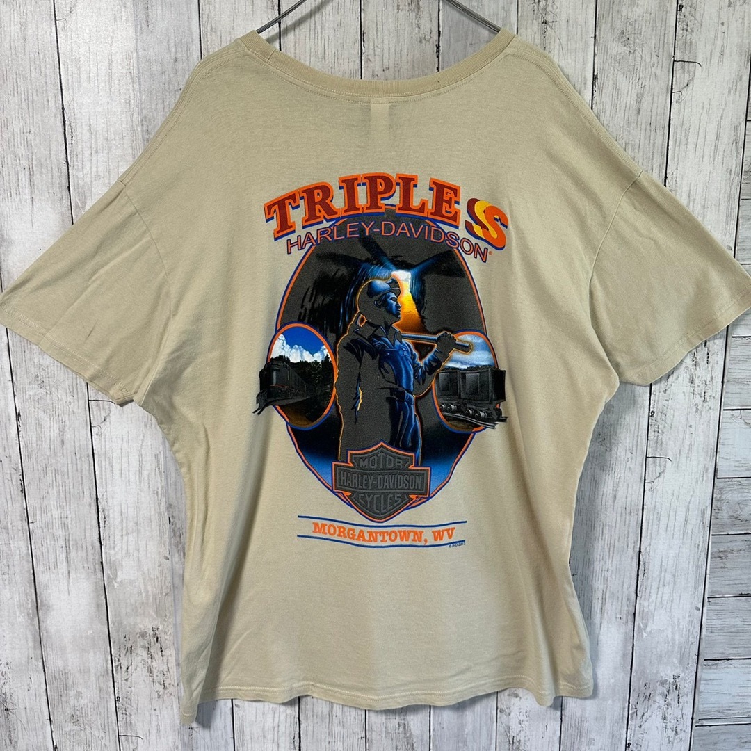 Harley Davidson(ハーレーダビッドソン)のHARLEY-DAVIDSON Tシャツ XXL 両面プリント アースカラー メンズのトップス(Tシャツ/カットソー(半袖/袖なし))の商品写真