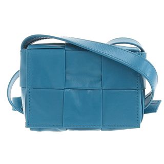 アザー(other)のボッテガヴェネタ BOTTEGA VENETA カセット ミニショルダー マキシイントレチャート レザー ブルー 666688 中古 新入荷 OB1506(ショルダーバッグ)