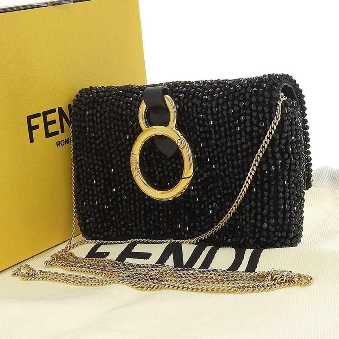 フェンディ FENDI ナノバケット バッグチャーム ミニショルダー クリスタル ブラック 7AR844 新入荷 OBB0512