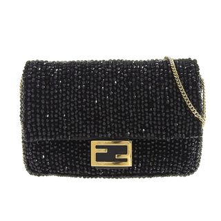 アザー(other)のフェンディ FENDI ナノバケット バッグチャーム ミニショルダー クリスタル ブラック 7AR844 中古 新入荷 OBB0512(その他)