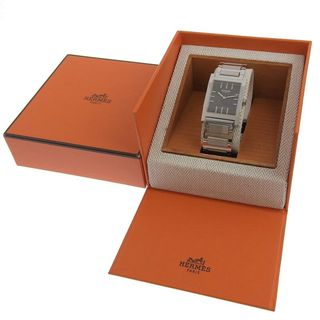 エルメス HERMES タンデム メンズ クォーツ 腕時計 SS ブラック文字盤 TA1.710  新入荷 HE0902