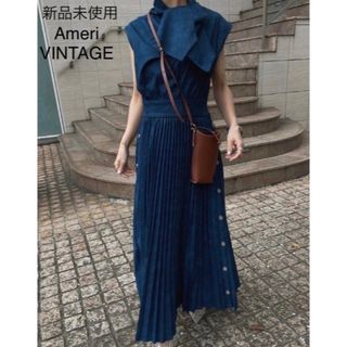 アメリヴィンテージ(Ameri VINTAGE)の未使用♦Ameri DENIM LIKE PLEATS DRESS(ロングワンピース/マキシワンピース)