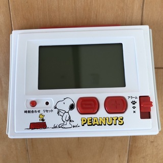 スヌーピー(SNOOPY)の美品 スヌーピー 目覚まし・電波時計( 温度・湿度計付き) リズム時計(置時計)