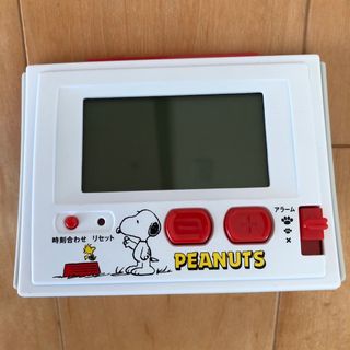 スヌーピー(SNOOPY)の美品 スヌーピー 目覚まし・電波時計( 温度・湿度計付き) リズム時計(置時計)