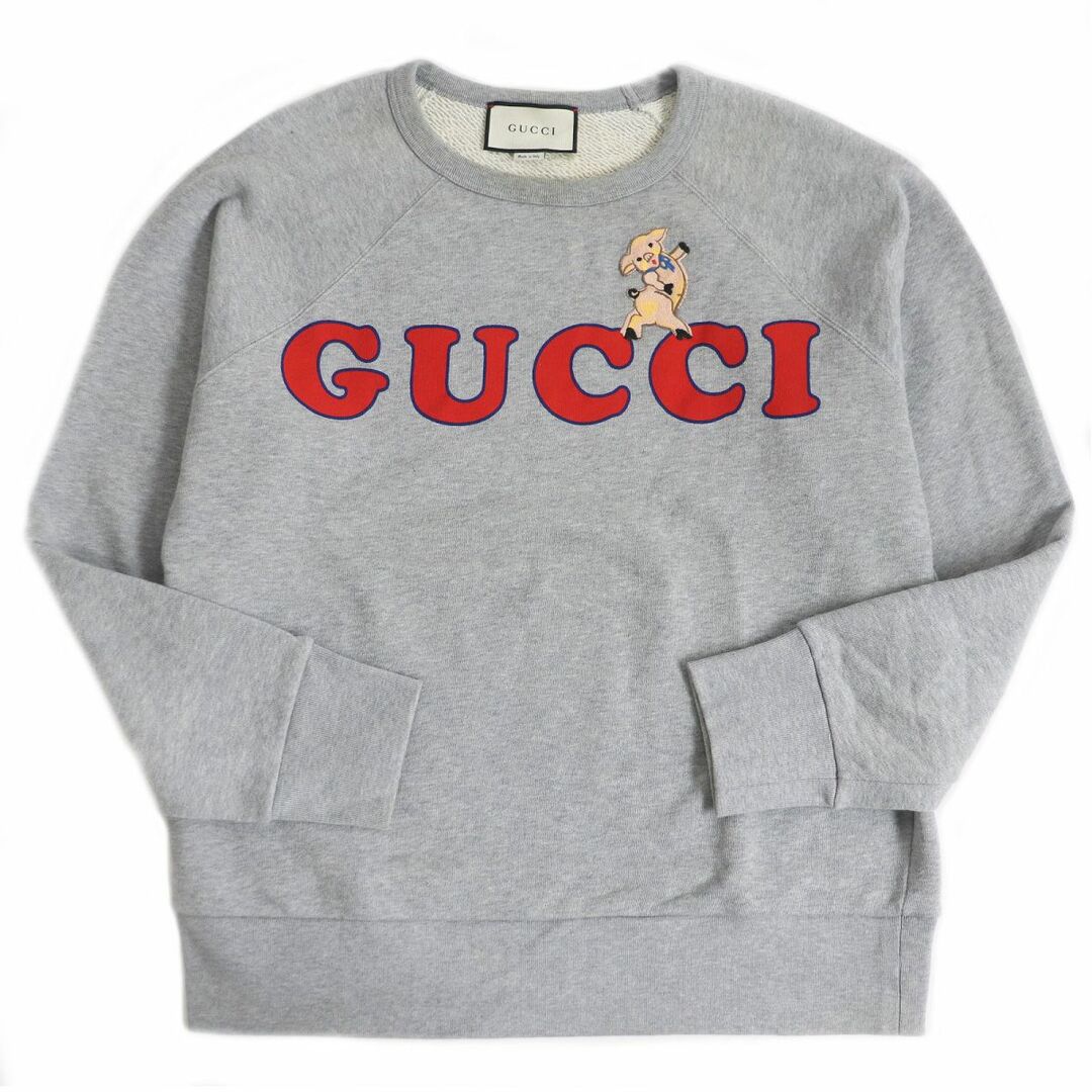 美品□GUCCI/グッチ 497253 ロゴプリント アニマルワッペン Pig クルー