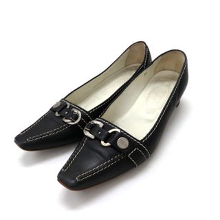 トッズ(TOD'S)のトッズ TOD'S ベルトデザイン レザーパンプス 36 ブラック イタリア製(ハイヒール/パンプス)