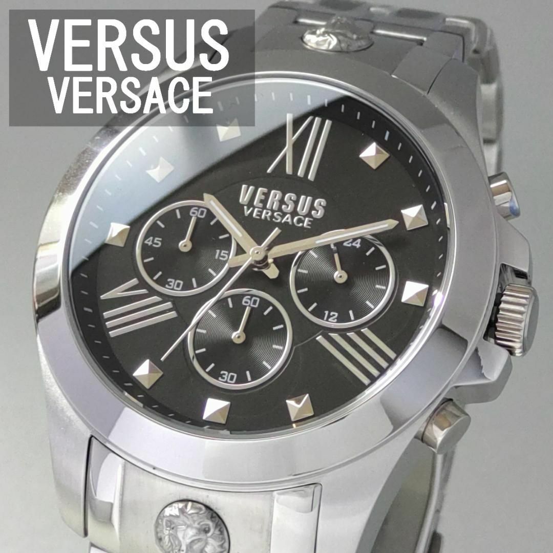 シルバー×ブラック【新品】ヴェルサス・ヴェルサーチ腕時計メンズ