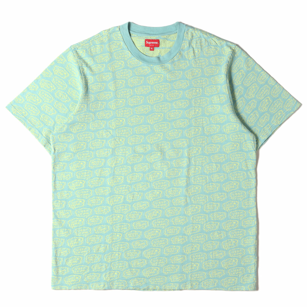 Supreme シュプリーム Tシャツ サイズ:XL 22SS ジャガード 総柄 クルーネック Tシャツ Word Bubble Jacquard S/S Top ダスティーアクア トップス カットソー 半袖 【メンズ】【美品】