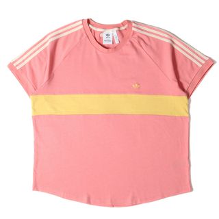 アディダス(adidas)のadidas アディダス Tシャツ サイズ:6XO 22SS WALES BONNER ウェールズ ボナー パネル ボーダー ヘビー クルーネック Tシャツ ピンク イエロー トップス カットソー 半袖 【メンズ】【中古】【美品】(Tシャツ/カットソー(半袖/袖なし))